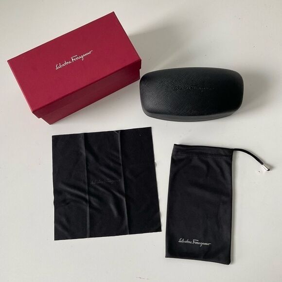 Salvatore Ferragamo Eye/Sunglasses Case Hardshell Black Solid 4 piece set - Picture 2 of 2